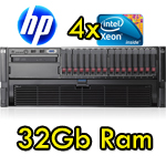 Server HP ProLiant DL580 G5 [4]Xeon Quad MP X7350 2.93GHz 32Mb 32b Ram 584GB SAS  [4]PSU Smart Array P400 512M