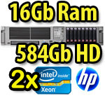 Server HP ProLiant DL380 G5 [2] Xeon Quad Core E5450 3.0GHz 12Mb 16b Ram 584GB SAS [1] PSU 391835-B21 