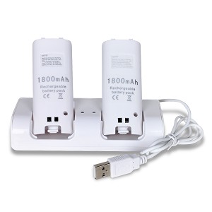 Videogiochi Doppia stazione di ricarica per Nintendo Wii con Battery Pack - Ricaricare 2 telecomandi Wii contemp