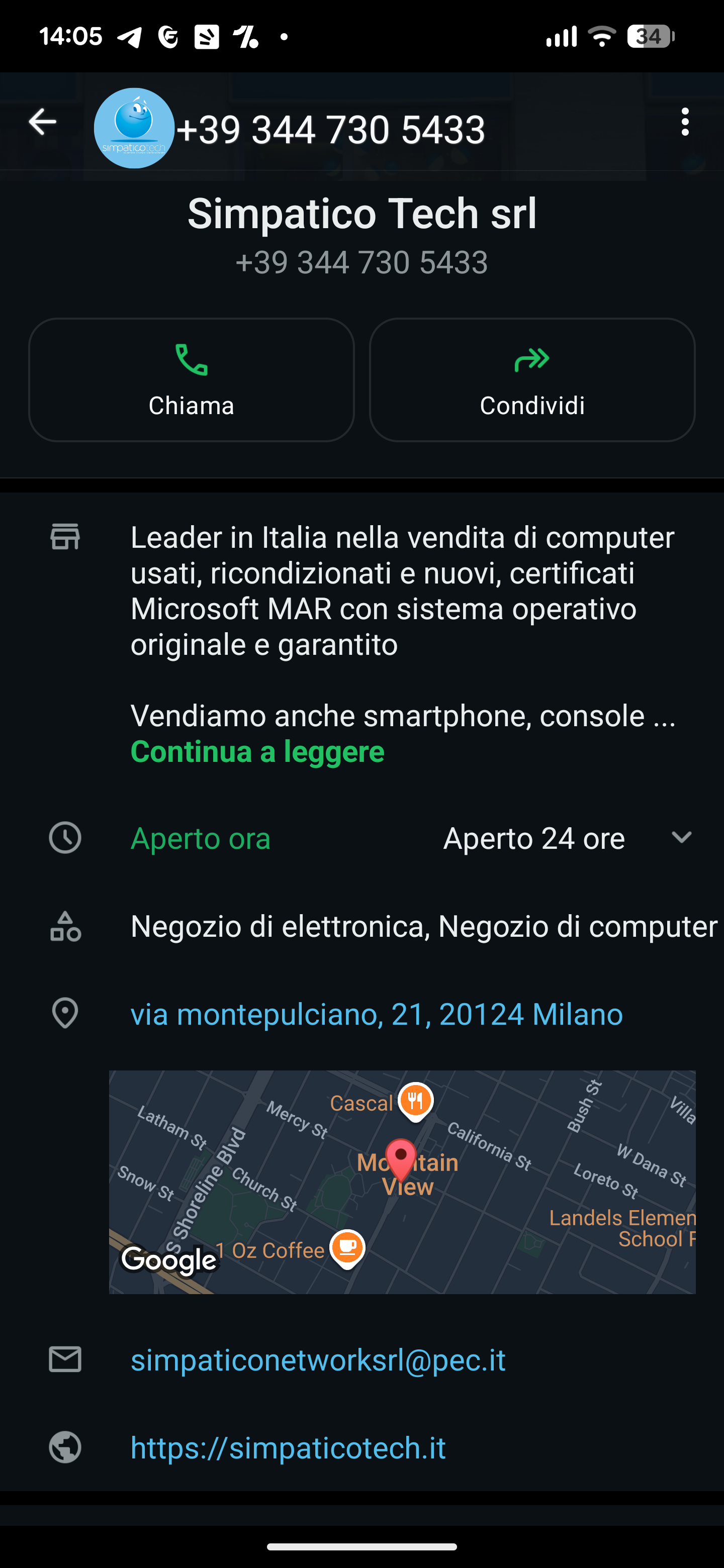 Avviso per il numero WhatsApp 344 730 5433