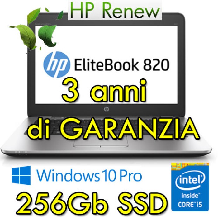 Notebook HP EliteBook 820 G3 i5-6200U 8Gb 256Gb SSD 12.5' FHD LED Windows 10 Professional Z2X36ES Z2X37ES 3Y