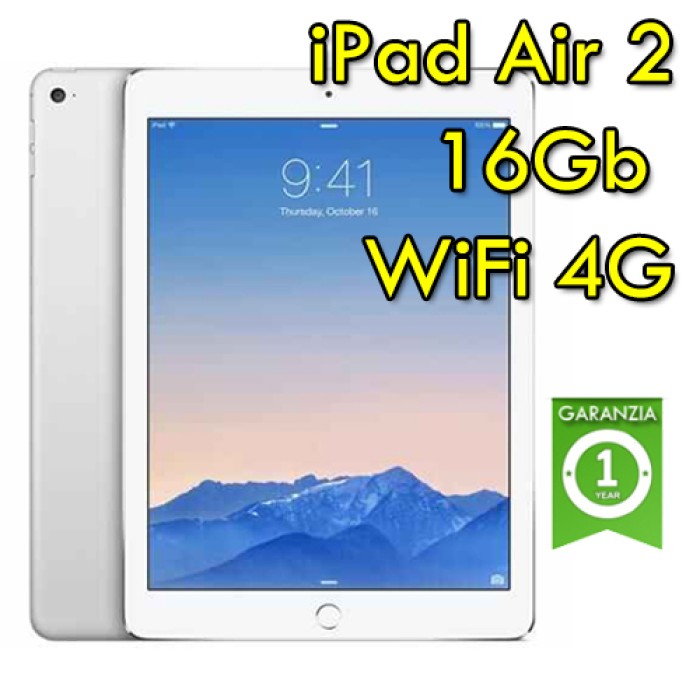 iPad Air 2 16Gb Argento WiFi Cellular 4G MH2V2LL/A 9.7' Retina Bluetooth Webcam Originale