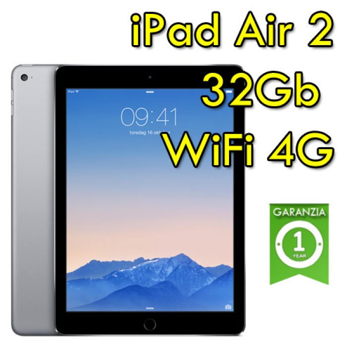 iPad Air 2 32Gb Grigio Siderale WiFi Cellular 4G 9.7' Retina Bluetooth Webcam MNVP2TY/A 