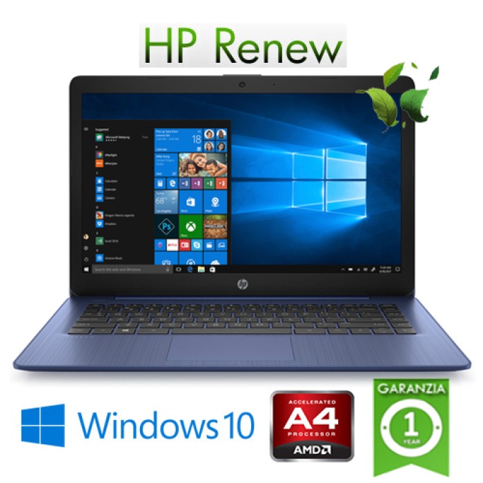 Notebook HP Stream 14-ds0002nl AMD A4-9120E 4Gb 64Gb eMMC 14' HD BV LED Windows 10 HOME S