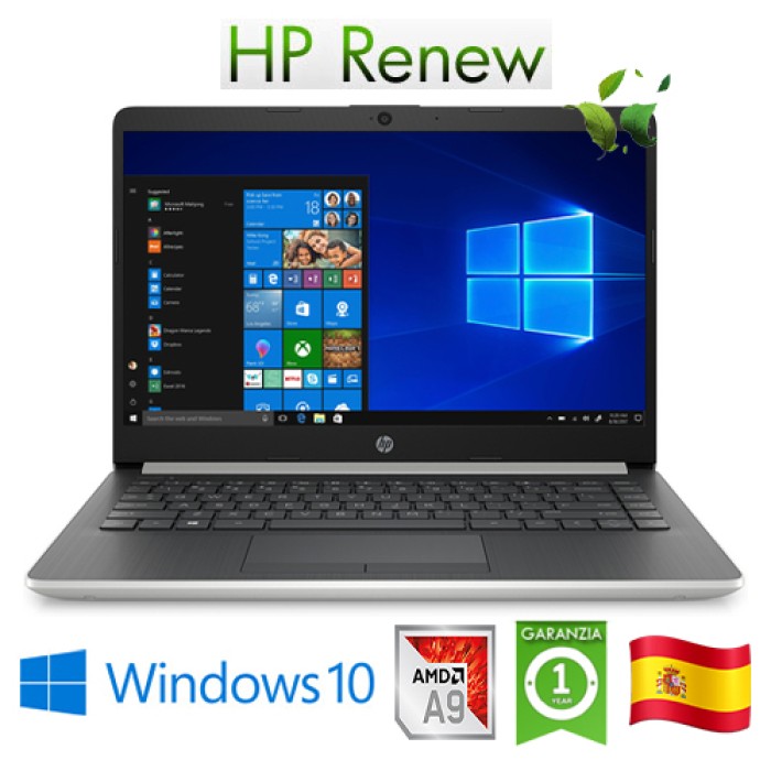 Notebook HP 14-dk0004ns AMD A9-9425 3.1GHz 8Gb 512Gb SSD 14' HD LED Windows 10 HOME [LINGUA SPAGNOLA]