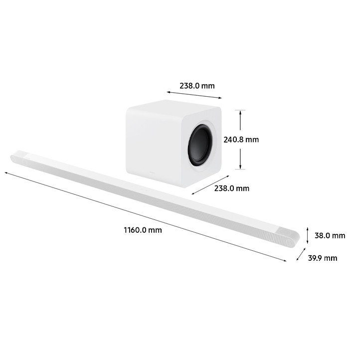 Samsung Soundbar S801B Subwoofer Speaker 330W Audio White