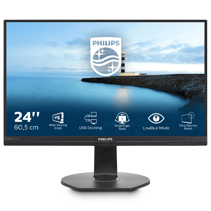 Monitor Philips Brilliance 241B7QU 24 Pollici 1920x1080 Full-HD USB VGA DP HDMI Black Silver