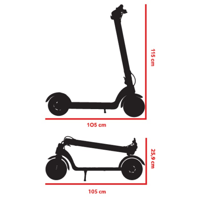 Vivobike E-Scooter M-V25 350 Watt 15-20 Km Autonomia LED Black Red Alluminio [NUOVO]