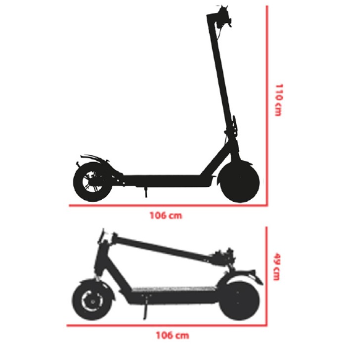 Vivobike E-Scooter M-V30 350 Watt 25-30 Km Autonomia LED Black Red Alluminio [NUOVO]