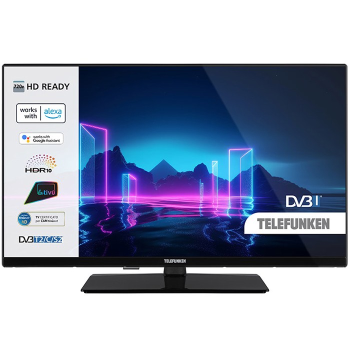 TV Telefunken TE32750B45V2D 32 Pollici 1366x768 HD Smart TV DLED DVB-T2 Black [Grade B]