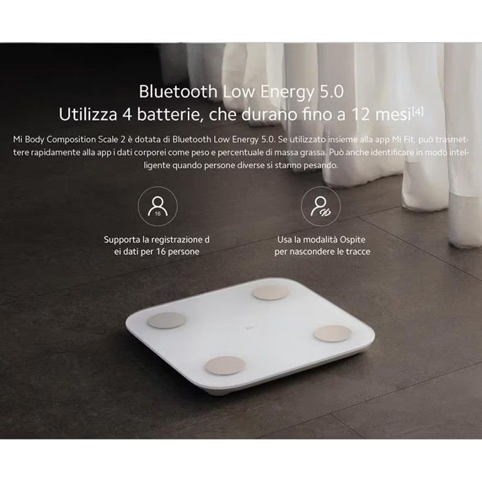 Xiaomi Bilancia Pesapersone Elettronica Mi Body Composition Scale 2 Bluetooth 5.0 Portata 150 kg