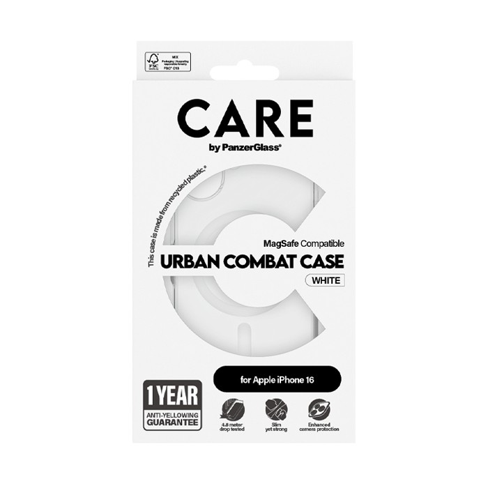 Cover PanzerGlass trasparente Urban Combat White MagSafe Apple iPhone 16
