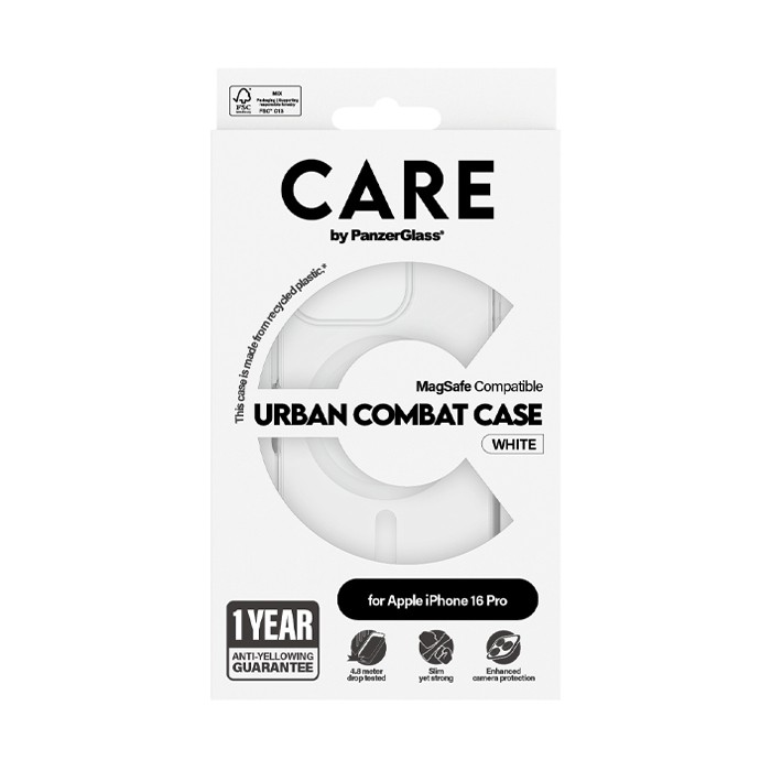 Cover PanzerGlass trasparente Urban Combat White MagSafe Apple iPhone 16 Pro