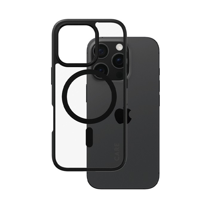 Cover PanzerGlass trasparente Urban Combat con Bordo Nero MagSafe iPhone 16 Pro