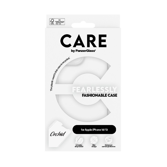 Cover PanzerGlass CARE Fashionable White Orchid iPhone 13 | 14 Bianco