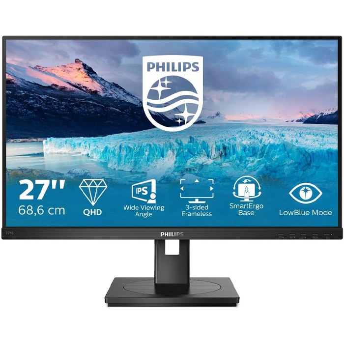 Monitor Philips 275S1 27 Pollici 2560x1440 Quad HD LED HDMI DisplayPort Black
