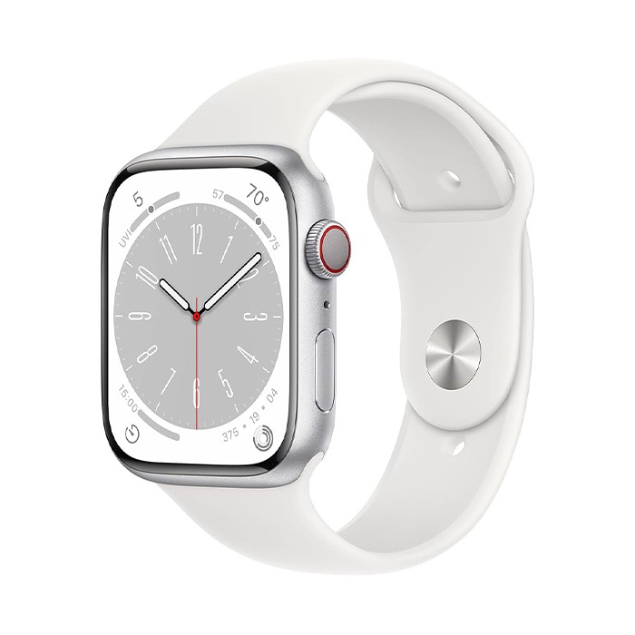 Smartwatch Apple Watch Series 8 GPS LTE (A2775) Aluminium 45mm 32GB OLED Silver - White Strap [Grade A]