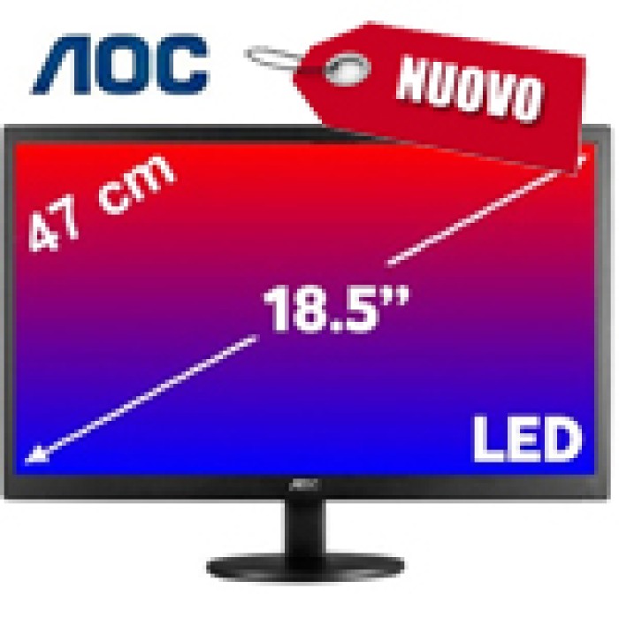 Monitor AOC LCD LED 19 Pollici WIDE E970SWN 5ms 0.3 1366x768 700:1 BLACK VGA Vesa NUOVO 1Y