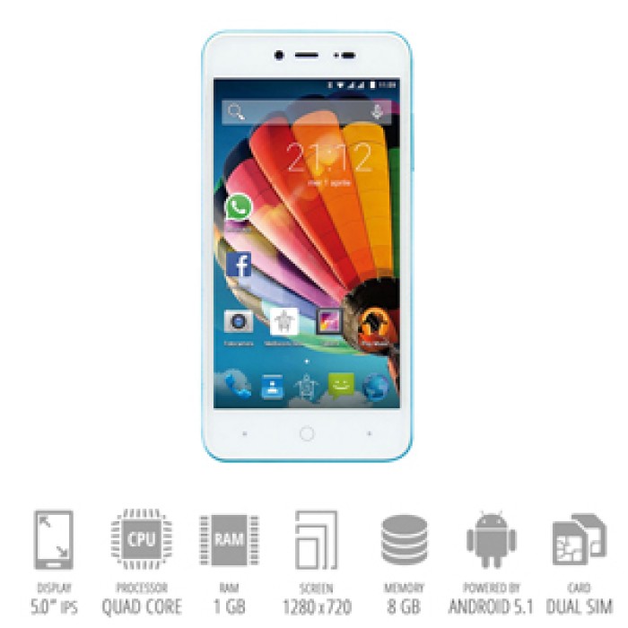SmartPhone Mediacom Phonepad G515 Dual Sim 1Gb 8Gb 5' HD 2000mAh Blue Sky Android 5.1