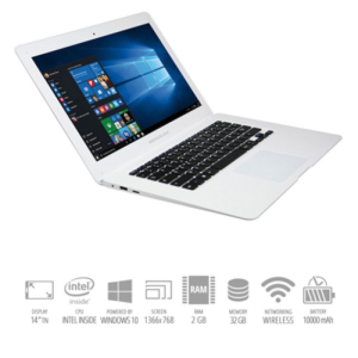 Mediacom SmartBook 14 S140 1.33GHz Atom Z3735F 2Gb 32Gb 14' 1366 x 768pixels White Windows 10 HOME