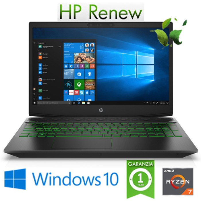 Notebook HP Pavilion 15-ec0014nl R7-3750H 16Gb 512Gb SSD 15.6' NVIDIA GeForce GTX 1650 4GB Gaming Win. 10HOME