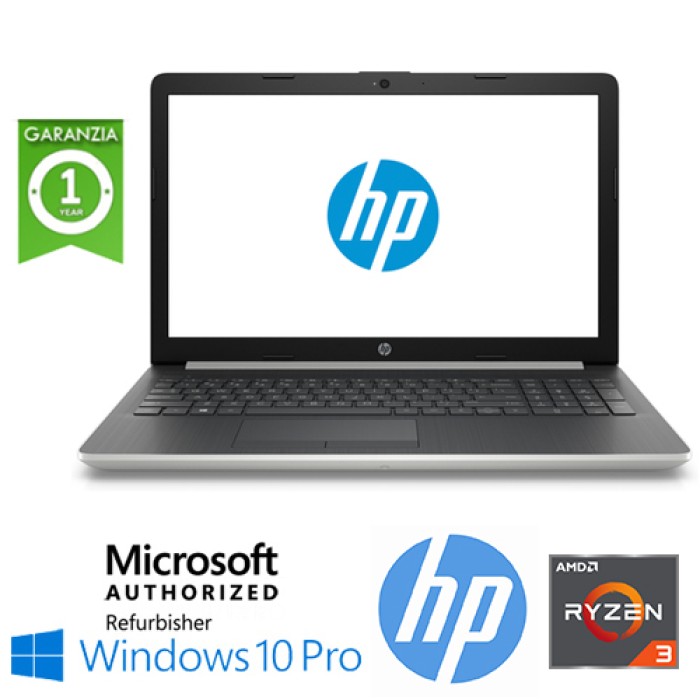 Notebook HP 15-db0011nl Ryzen3-2200U 2.5GHz 8Gb 500Gb 15.6' HD DVD-RW Windows 10 Professional*