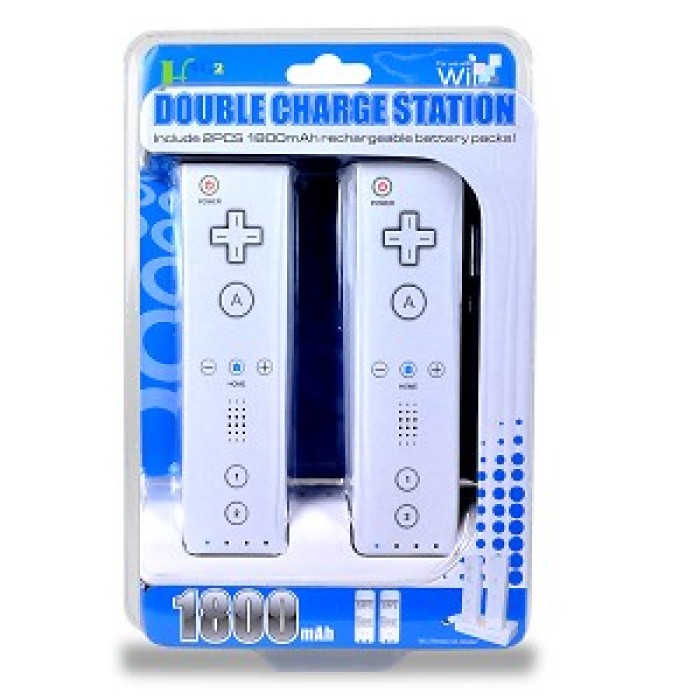Doppia stazione di ricarica per Nintendo Wii con Battery Pack - Ricaricare 2 telecomandi Wii contemp