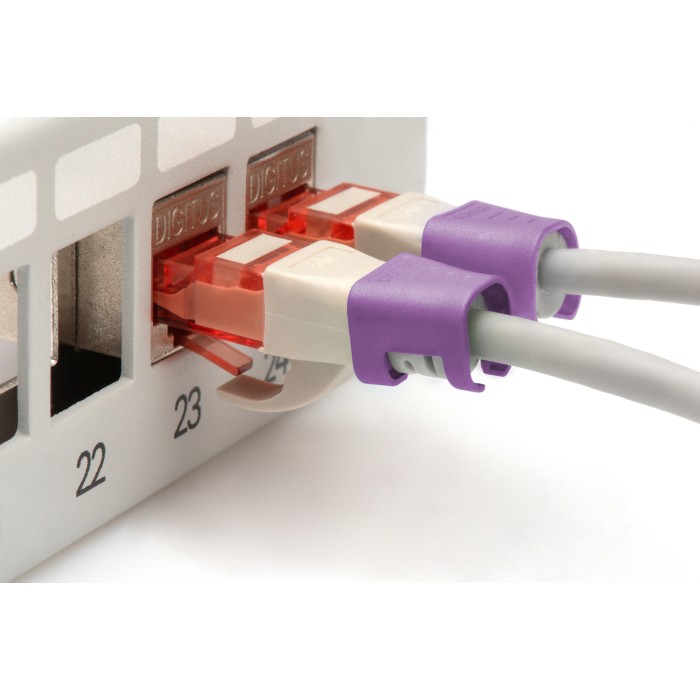 DIGITUS Confezione 100 pezzi clip colorate per cavi di rete - Viola