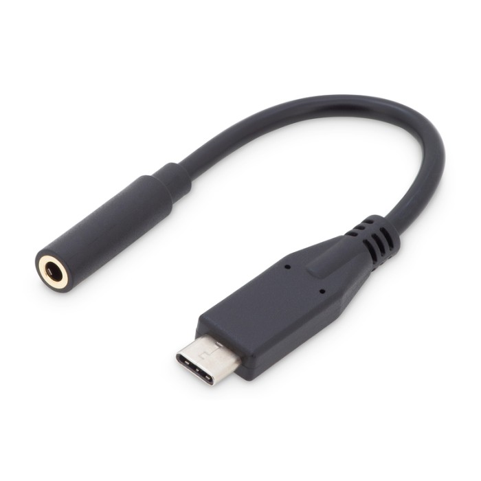 ADATTATORE AUDIO USB TIPO-C / JACK 3.5mm M/F, 0.2 MT COLORE NERO