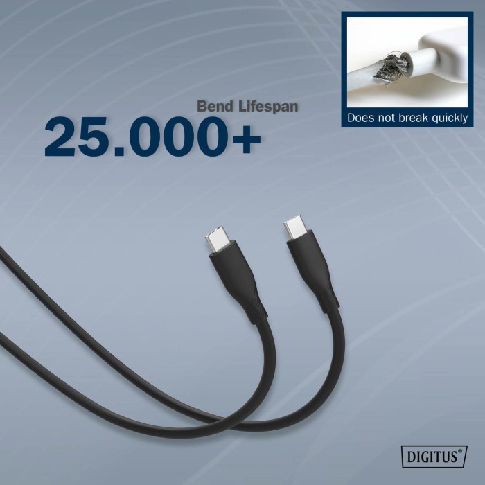 CAVO RICARICA GUAINA SILICONE USB-C / USB-C 1m, USB 2.0, 60W, NERO