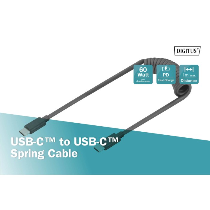 DIGITUS Cavo a spirale USB 2.0 - da USB - C a USB - C MT 1