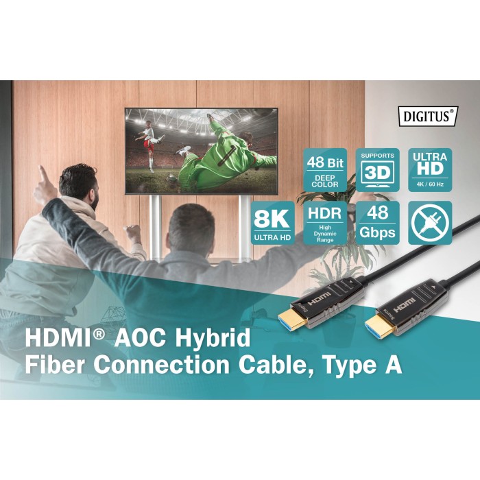 DIGITUS Cavo in fibra ottica ibrido HDMI? AOC, UHD 8K, 15 m