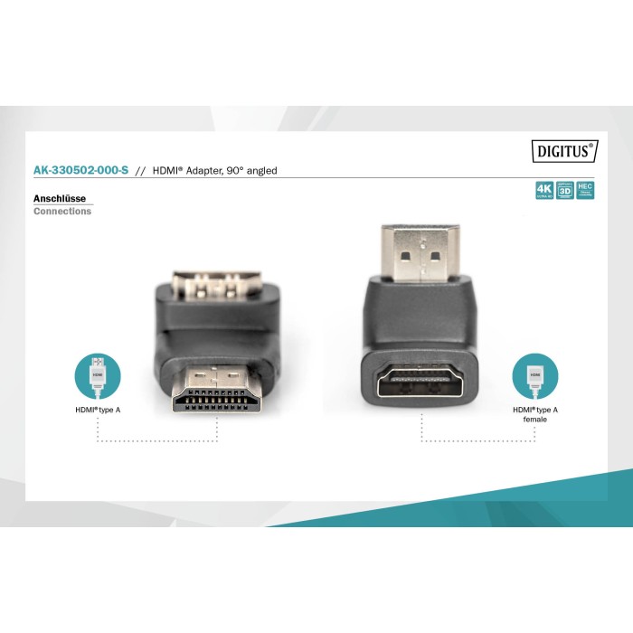ADATTATORE HDMI 90? FEMMINA/FEMMINA DIGITUS