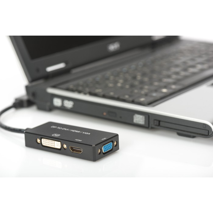 ADATTATORE VIDEO 3 IN 1 CONNETTORE DP MASCHIO - HDMI + DVI + VGA