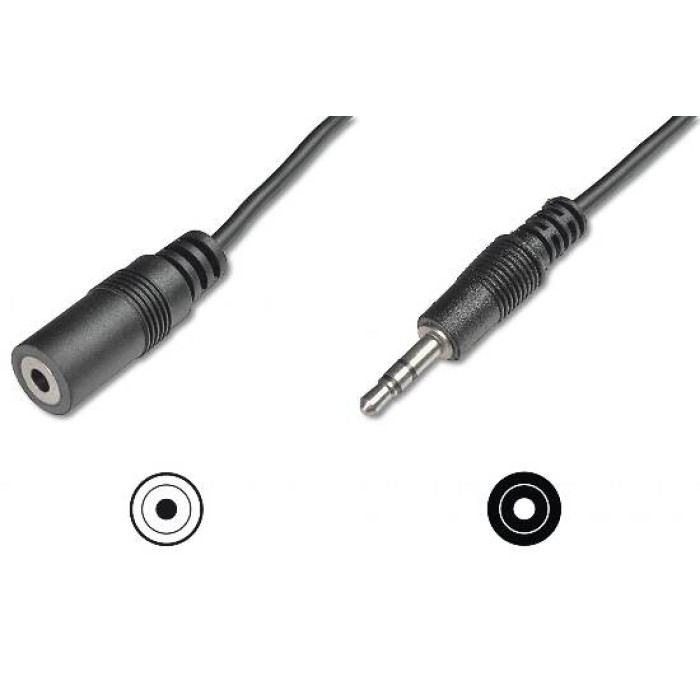 CAVO STEREO 3.5 MM. PROLUNGA SCHEDA AUDIO PER CUFFIE/CASSE MASCHIO/FEMMINA MT. 2,5