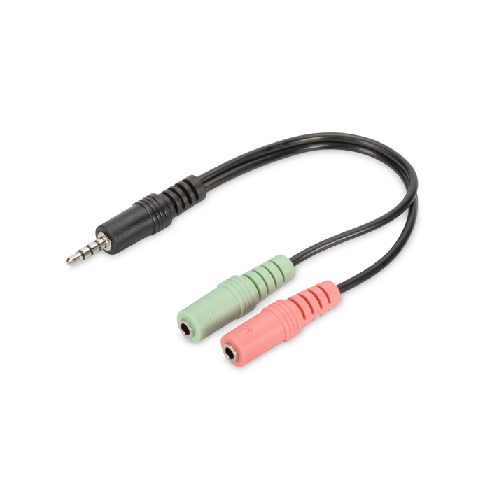 SDOPPIATORE AUDIO 3,5 MM MASCHIO - 2 X 3,5 MM FEMMINA PER MICROFONO E CUFFIE PC SU SMARTPHONE