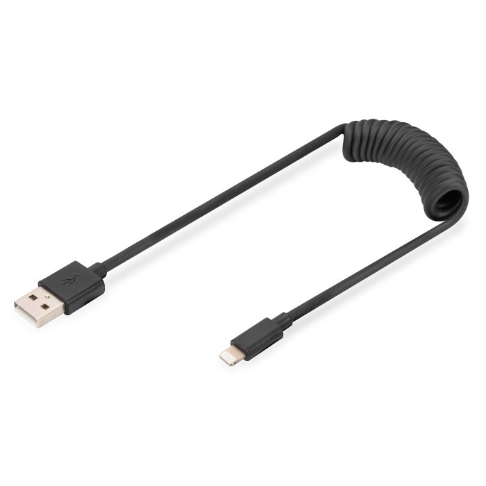 DIGITUS Cavo a spirale USB 2.0 - da USB - A a Lightning mt 1