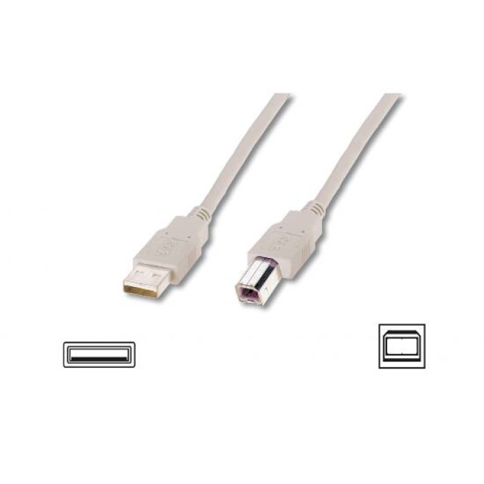 CAVO USB 2.0 CONNETTORI A-B - LUNGHEZZA MT. 1 COLORE GRIGIO CHIARO