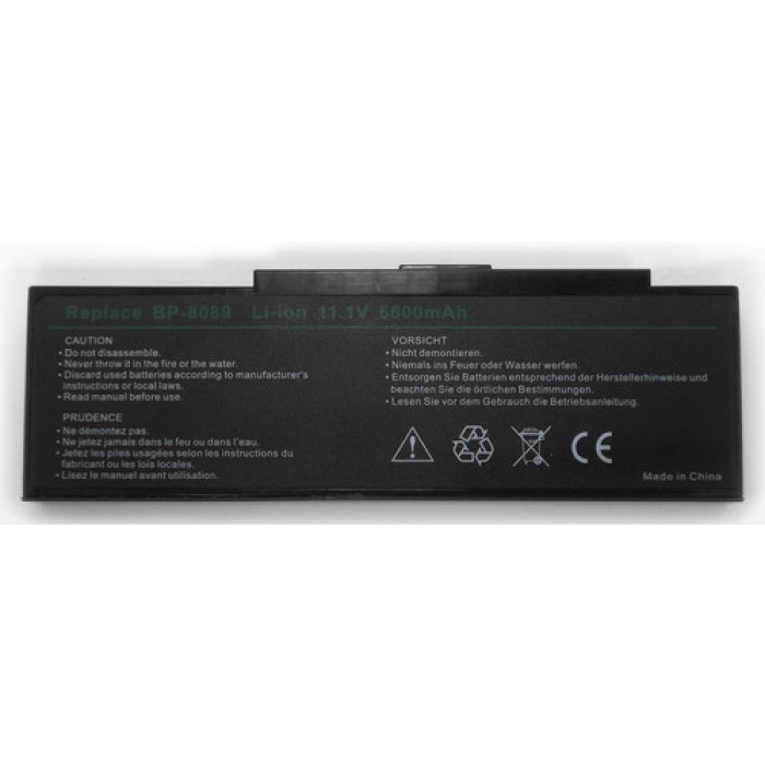 Batteria compatibile. 9 celle - 10.8 / 11.1 V - 6600 mAh - 73 Wh - colore NERO - peso 480 grammi circa - dimen