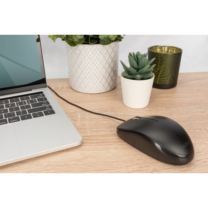 DIGITUS Mouse USB con cavo, 3 tasti, 1200 dpi