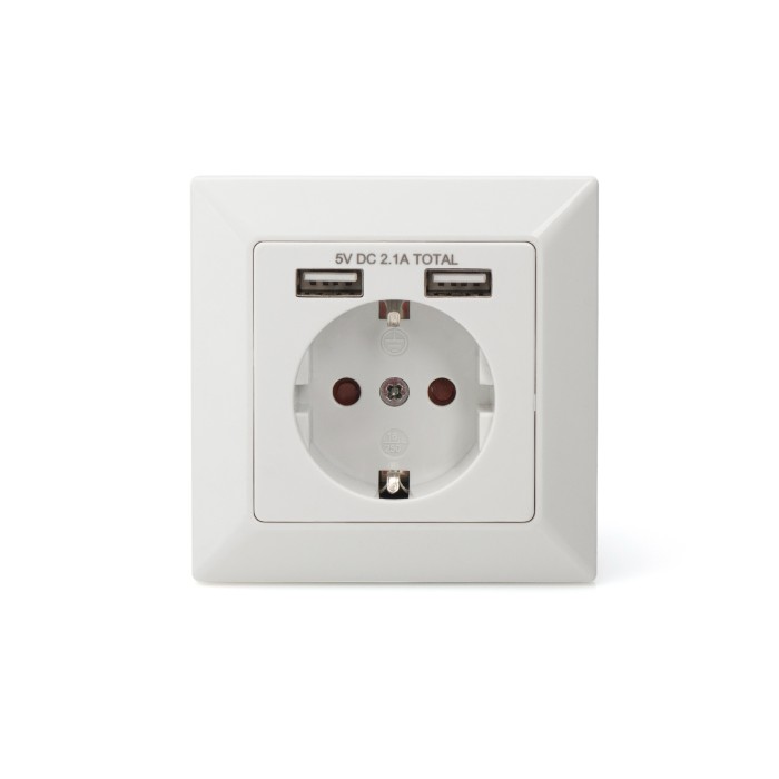 PRESA A MURO SCHUKO CON 2 PRESE USB 5 VOLT 2,1A
