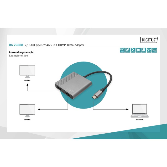 DIGITUS Adattatore grafico USB Type-C HDMI 4K 2in1