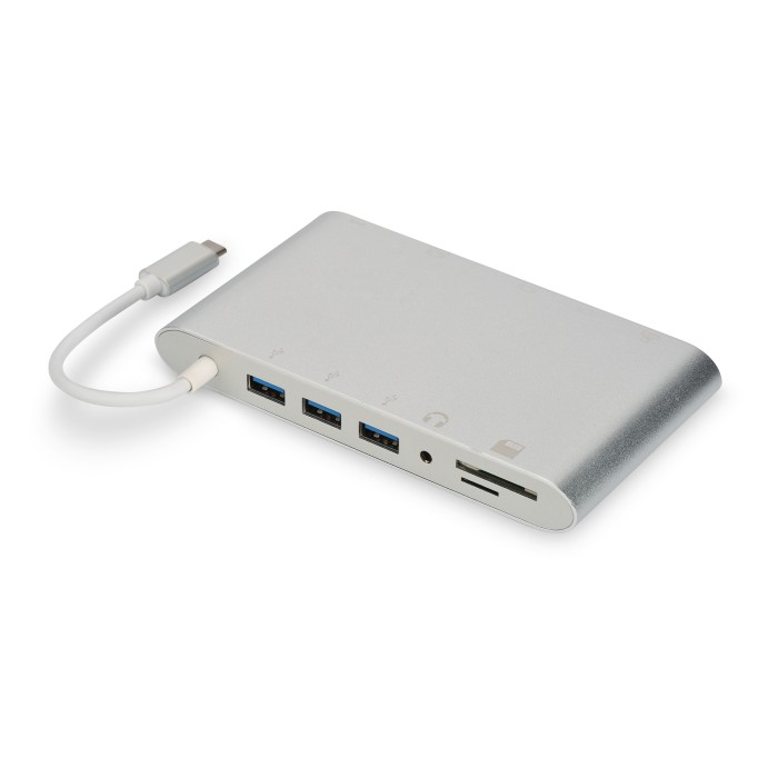 DOCKING STATION USB TIPO C CON USB 3.1 tipo C, HDMI 4K, MiniDP, VGA, 1 x USB 3.1, 3x USB3.0, RJ45, MicroSD, SD/MMC