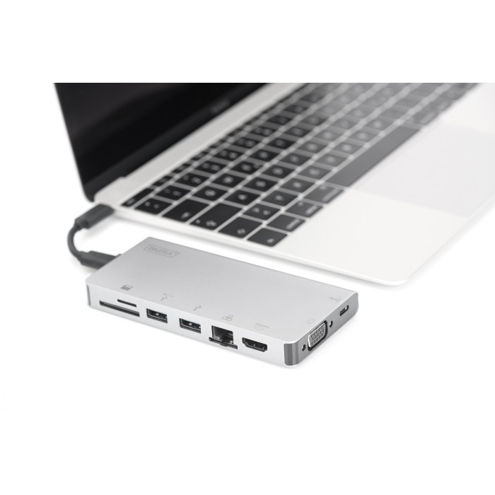 DOCKING STATION 8 PORTE HDMI, VGA, 2XUSB-C, 3XUSB 3.0, RJ45, LETTORE CARD - CONNETTORE USB TIPO C
