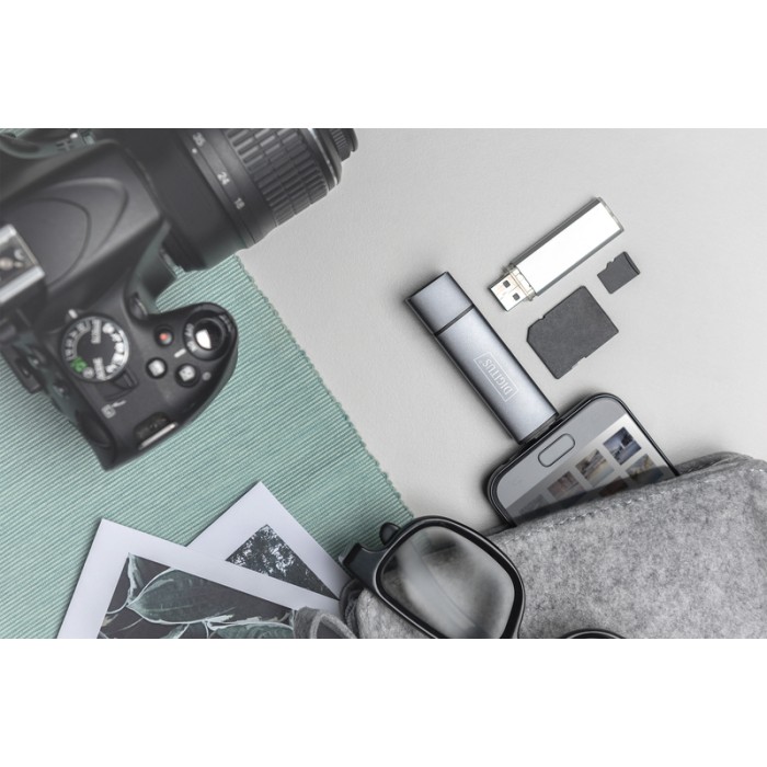 COMBO CARD READER HUB (USB-C+USB 3.0) 1X SD, 1X MICROSD, 1X USB 3.0, GRIGIO