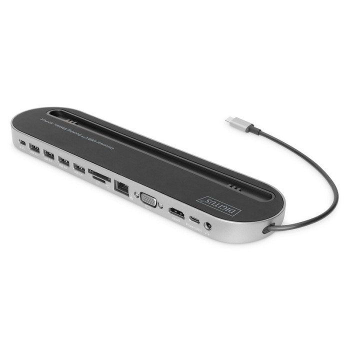 DOCKING STATION USB-C 12 PORTE, GRIGIO, HDMI, DP, 2X USB-C, 4X USB-A, RJ45, 1X 3,5MM, SD/MICROSD DIGITUS