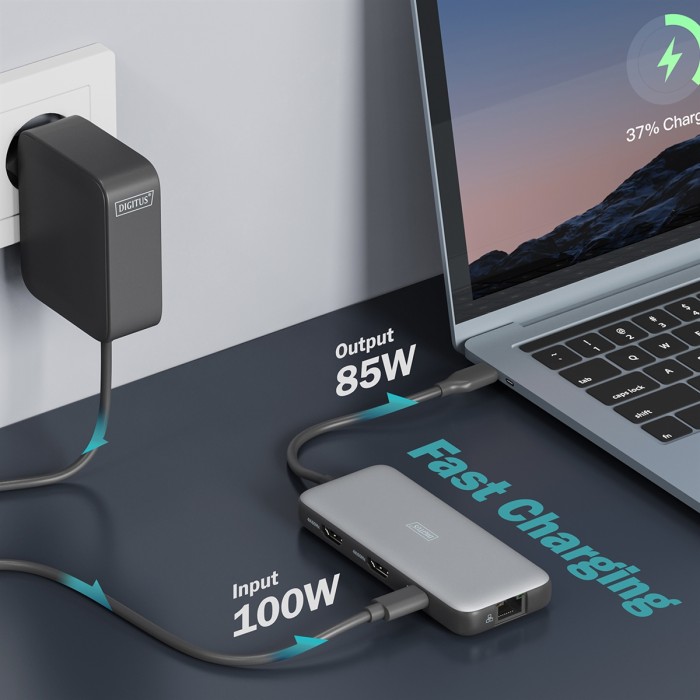 Docking station USB-C, 8 porte 2xHDMI, 3xUSB3.0, 1xRJ45, 1xSD, 1xMicroSD, 1xUSB-CPD