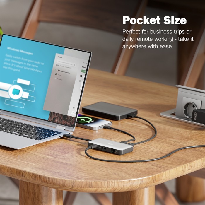 Docking station da viaggio USB-C, 7 porte 1xHDMI, 3xUSB3.0, 1xRJ45, 1xSD, 1xMicroSD, 1xUSB-CPD