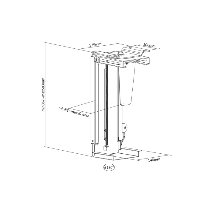 Supporto universale per PC per montaggio su scrivania con Easy Locking