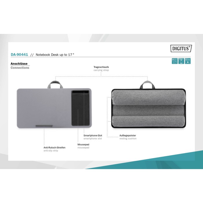 DIGITUS STAZIONE DI LAVORO PER NOTEBOOK CON SUPPORTO SMARTPHONE